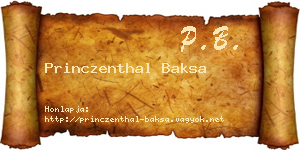 Princzenthal Baksa névjegykártya